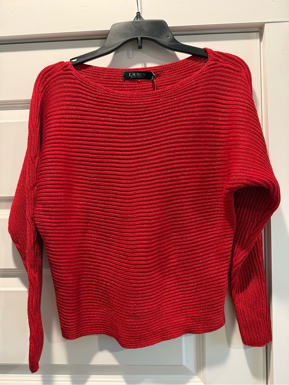 NWT Ralph Lauren Red Ribbed Boatneck Sweater